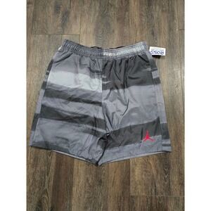 Jordan Brand Mens Grey Striped Jumpman Logo Shorts Standard Fit CV6018-010 NEW